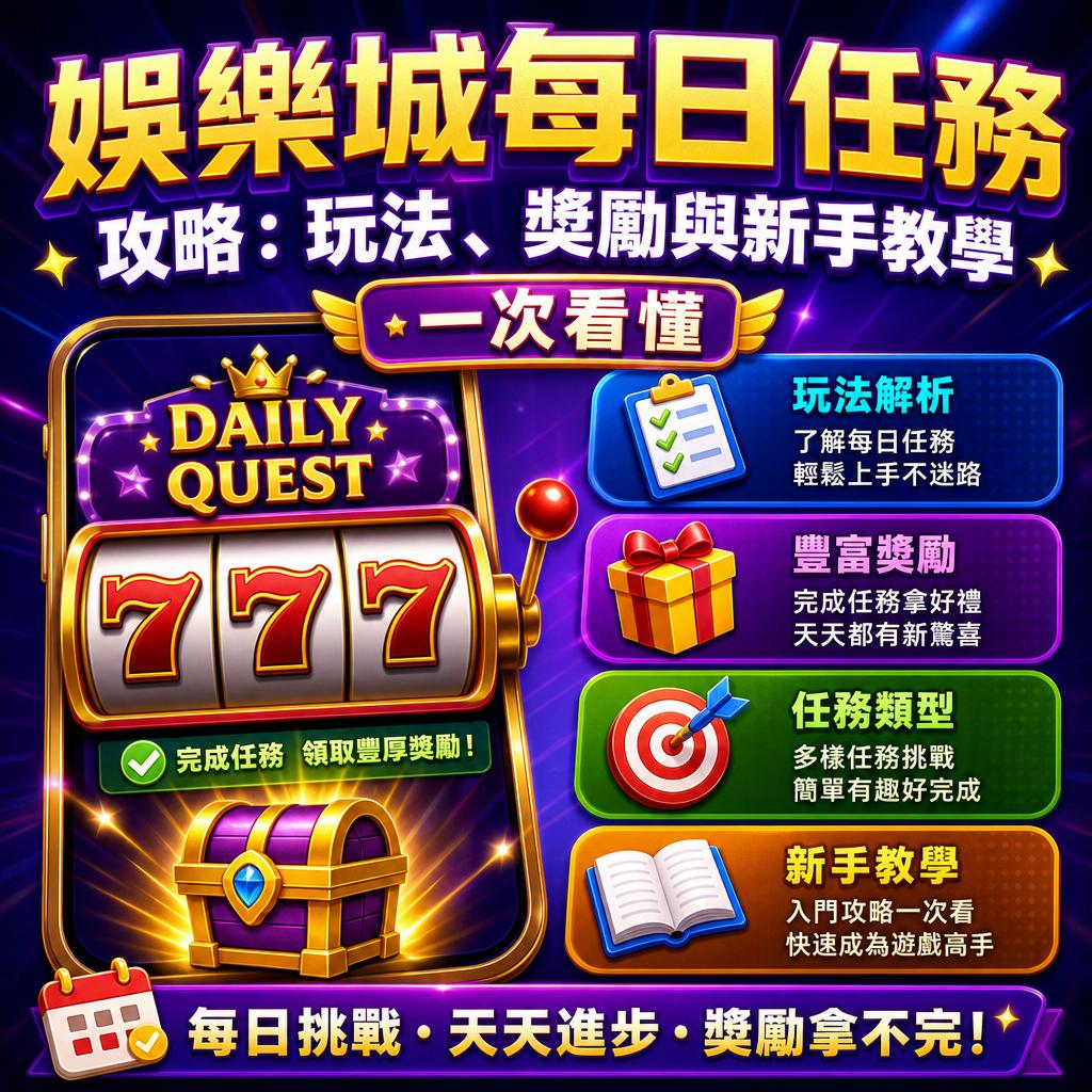 Vibrant game promo with a 777 slot machine, treasure chest, and daily quest rewards available now.